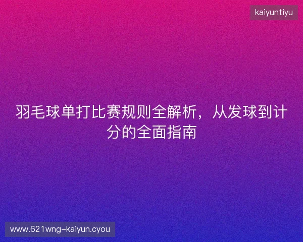 羽毛球单打比赛规则全解析，从发球到计分的全面指南